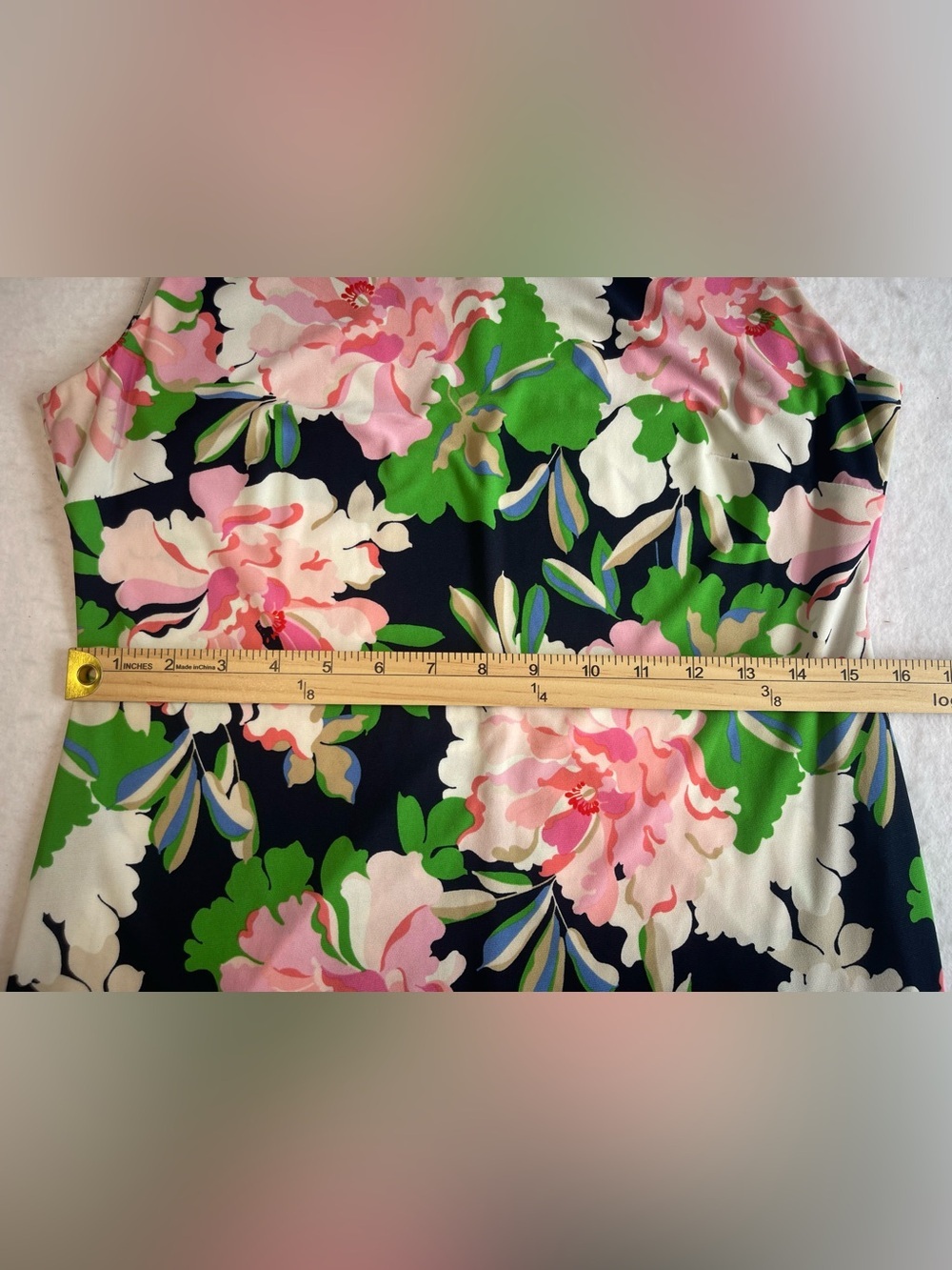 Tommy Hilfiger Floral Sleeveless Shift Dress Size 8 Navy Pink Green Peony Print - Picture 7 of 9